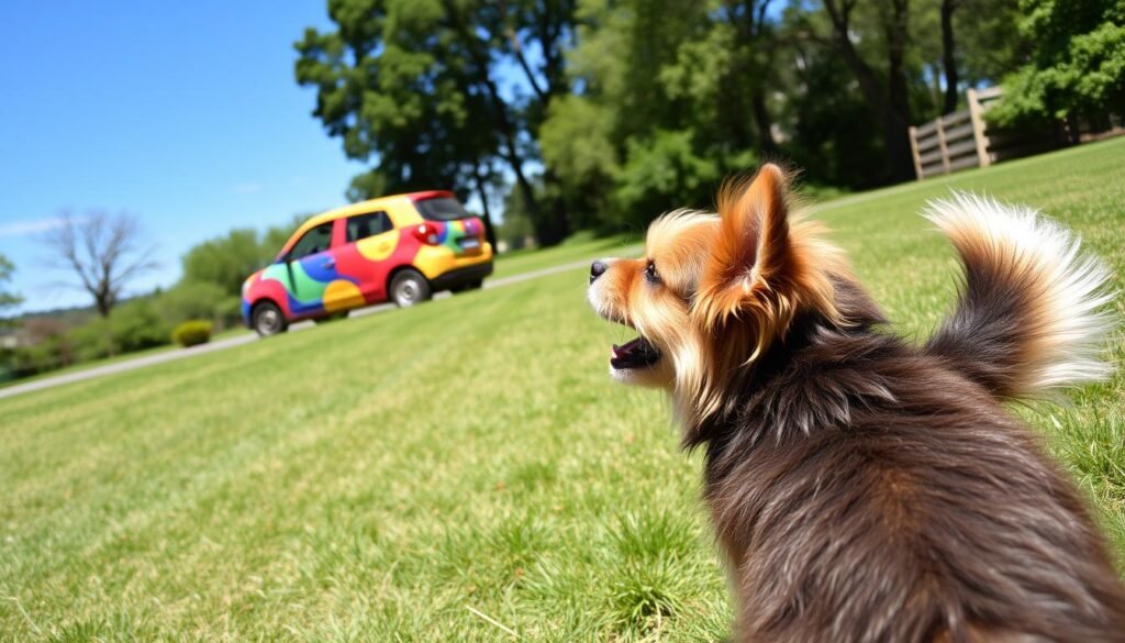 Dog barking at car