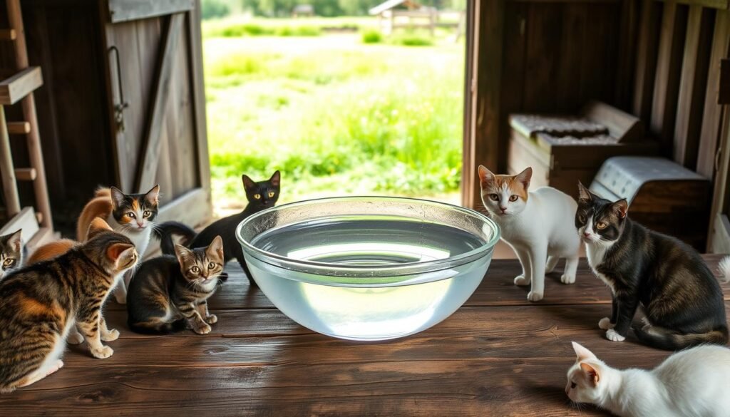 Providing water for barn cats