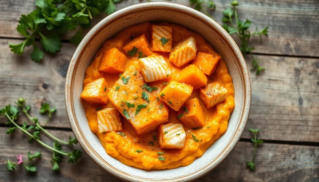 Salmon and sweet potato cat food