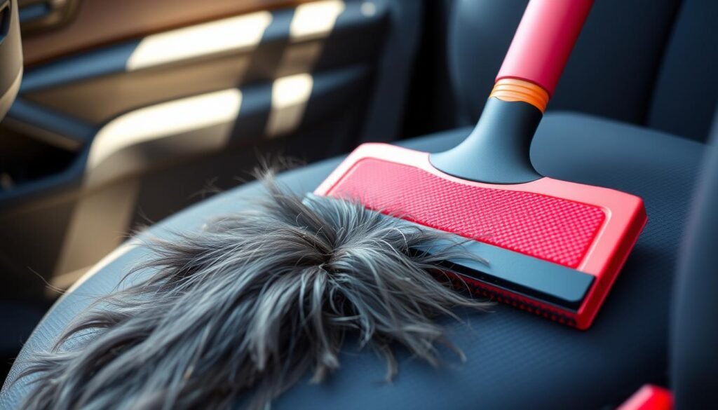 Squeegee for removing pet hair from car
