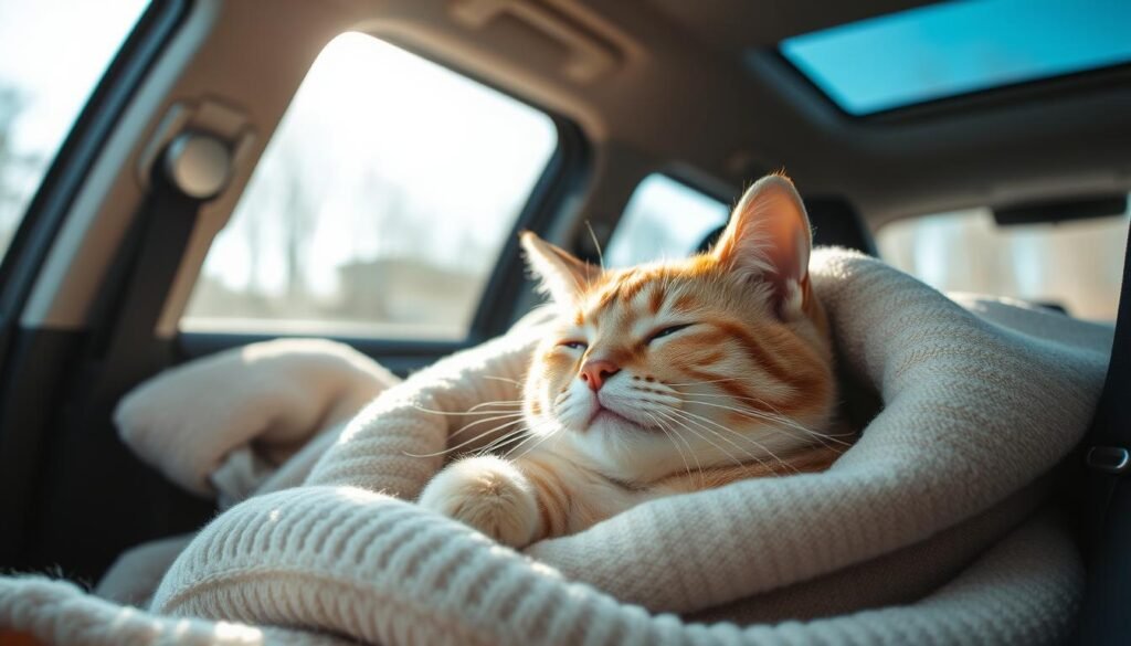 calming cat in car