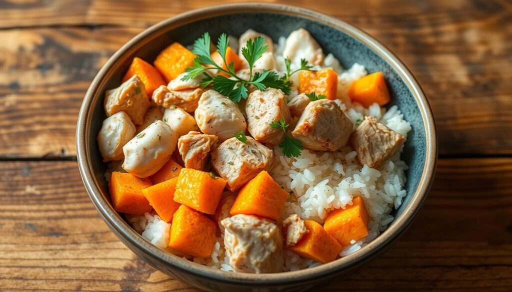 chicken rice sweet potato dog food recipe
